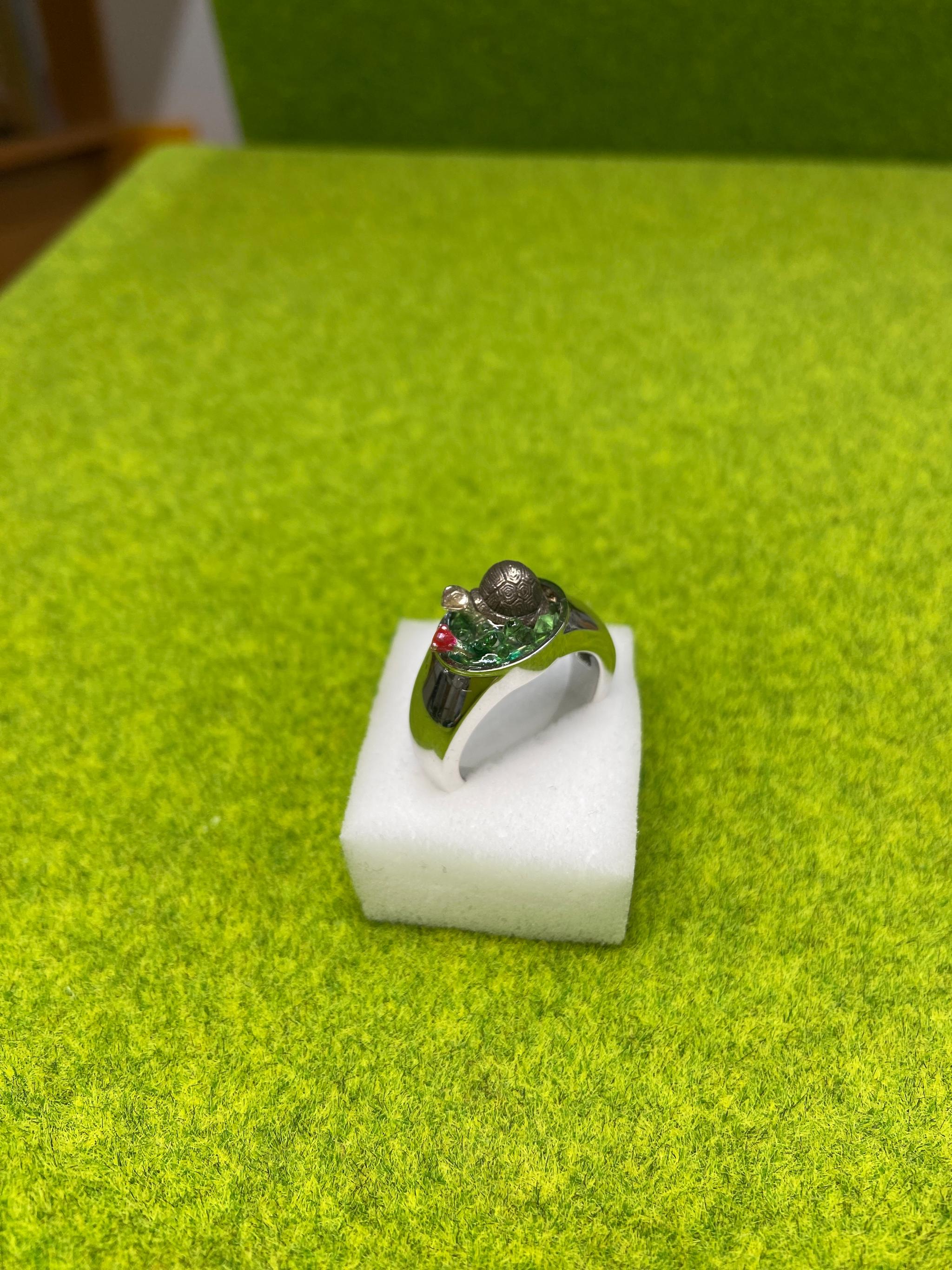 草の上で遊ぶゾウガメさんのリング　　#16